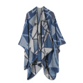 Damen Poncho Cape mit offener Vorderseite Winter Warmer Schal Reversible Oversized Schal Wrap